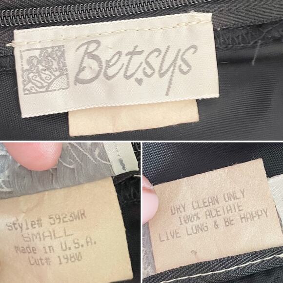 Vintage 80s black taffeta maxi skirt size medium M - Picture 7 of 8